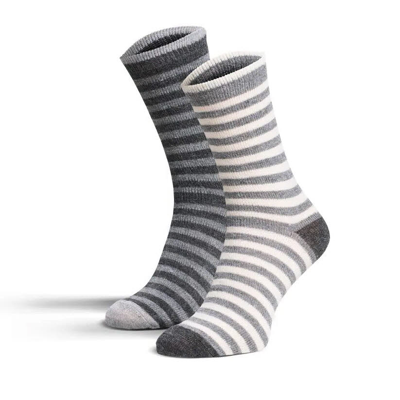 Fellhof Alpaka-Socken gestreift Kombi, 2er Pack